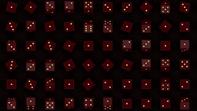 红色和黄色幸运游戏机会骰子抽象3D背景循环视频