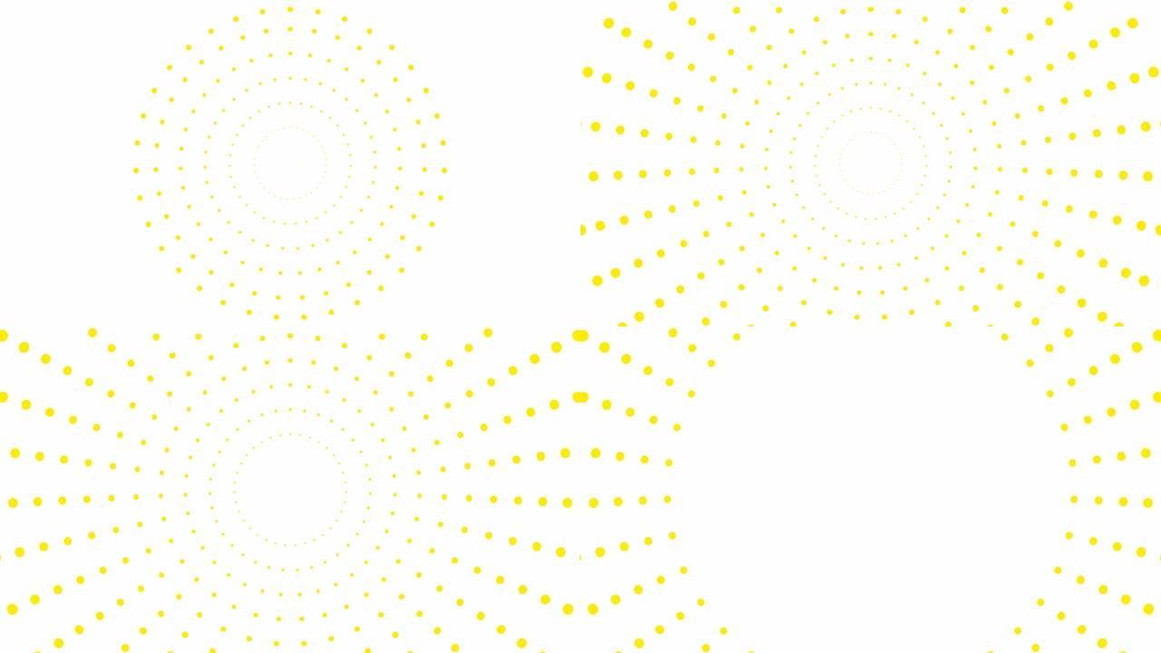 动画增加的黄点从中心开始旋转。矢量插图孤立在白色背景上。