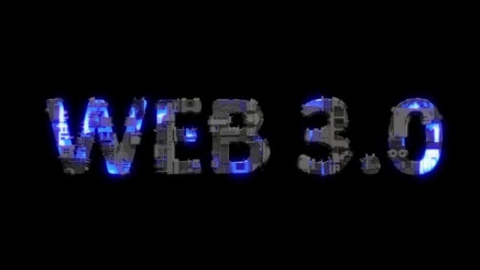 废金属赛博朋克文本WEB 3 0，带电灯和动画表面，孤立循环视频