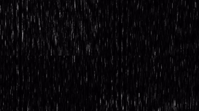 黑色背景动画上的4k循环模糊落雨数字。
