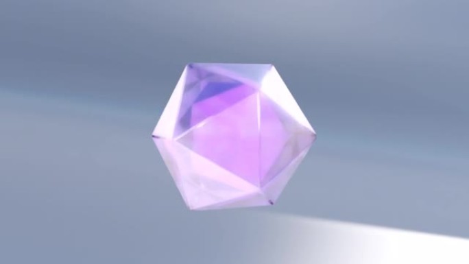 水晶六边形在明亮的背景上旋转和移动