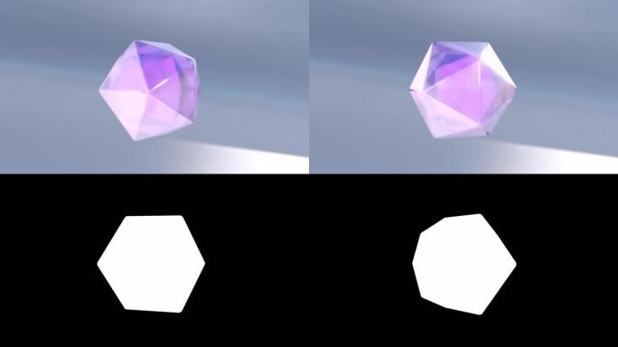 水晶六边形在明亮的背景上旋转和移动