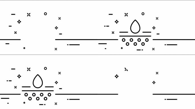 皮肤保湿。水滴，水合，保湿，防水，皮肤科，皮脂，黑头，愈合，美容。一个线条画动画。运动设计。动画技术