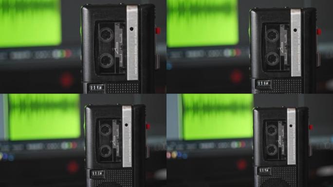 便携式录音机在迷你盒式磁带上录制声音或采访