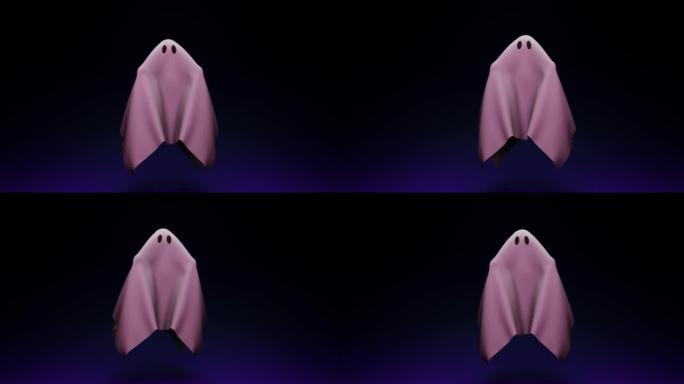 在黑暗背景上从左向右移动的幽灵的循环3D渲染动画