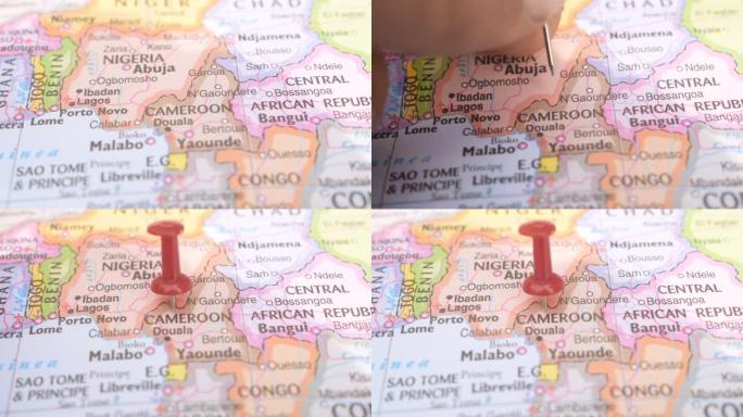 喀麦隆在政治地图上的位置旅行概念宏观特写查看股票视频