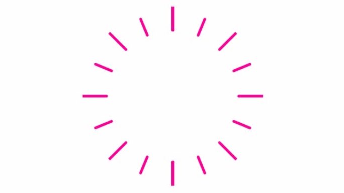 射线的动画线性粉色符号。循环视频。孤立在白色背景上的平面矢量插图。