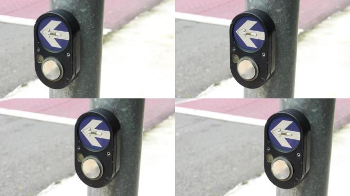 新加坡十字路口信号按钮的特写