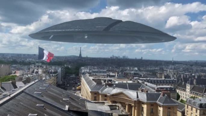 Ufo飞碟母舰在巴黎，法国