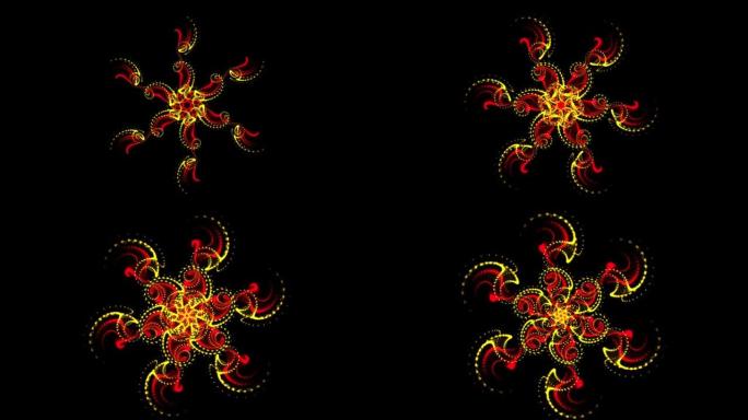 3D万花筒曼荼罗，数字花，迷幻艺术的抽象背景迷幻恍惚打开第三只眼睛与视觉能量脉轮未来视听vj无缝循环