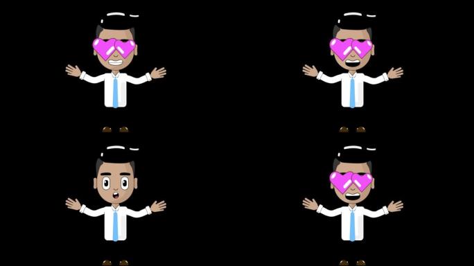 恋爱中的男人动画角色循环阿尔法