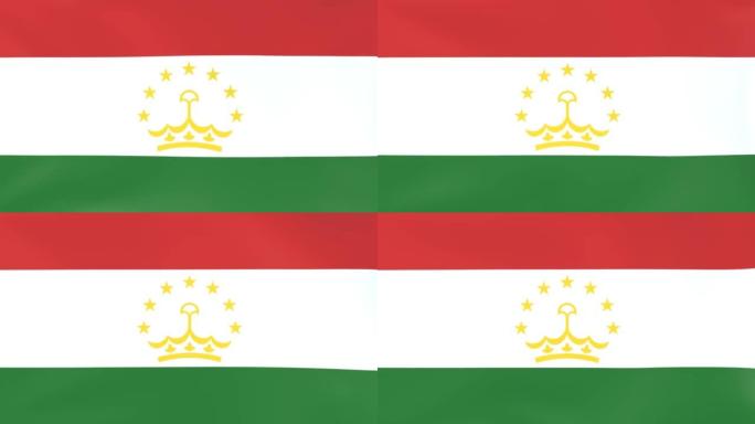 塔吉克斯坦国旗迎风飘扬的3DCG动画