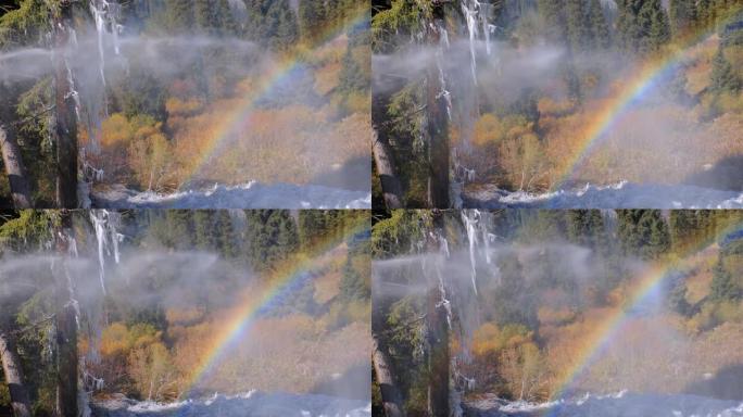 彩虹瀑布秋季冰