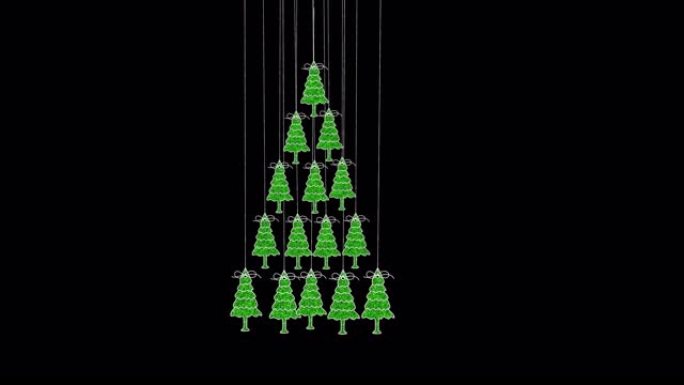 悬挂绳索图标的圣诞树透明背景与阿尔法通道