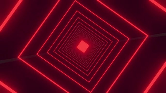 4k无缝循环动画。科幻发光图案红色循环霓虹灯背景