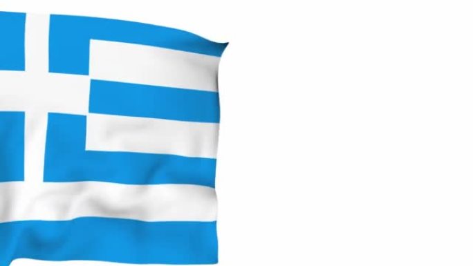 希腊国旗在白色背景的3D慢动作视频。