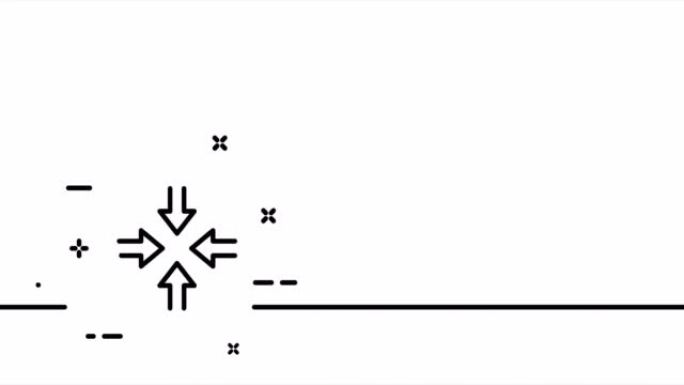 缩小箭头。最大化，最小化，查看，全屏，窗口，播放器，查看器，控制按钮，比例。技术概念。一个线条画动画