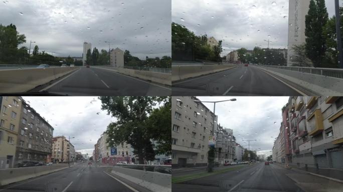 雨天开车穿越城市