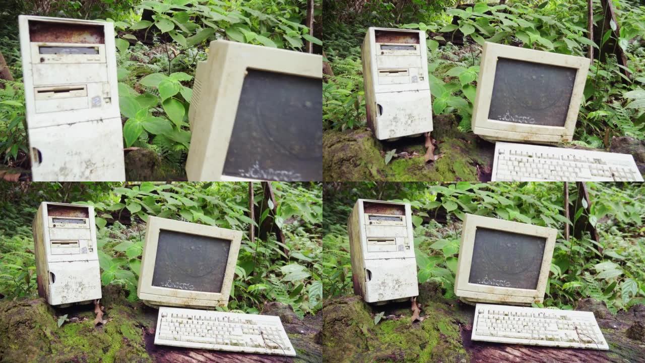 哥斯达黎加热带雨林中的旧计算机