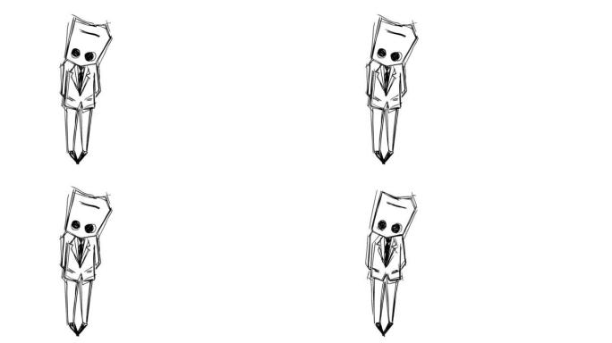 抑郁症患者。压力。头上是一个盒子。