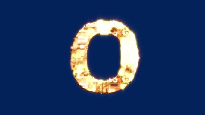 字母O-照明技术控制论黄金黄色字体，孤立循环视频