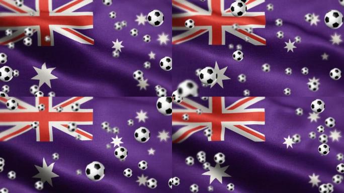 澳大利亚国旗与足球或足球主题可循环背景股票视频