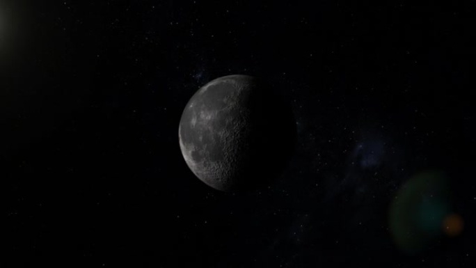 半月形在太空中缓慢旋转