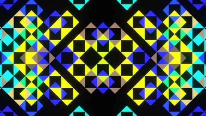 4k环绕的闪光菱形彩色马赛克抽象背景。