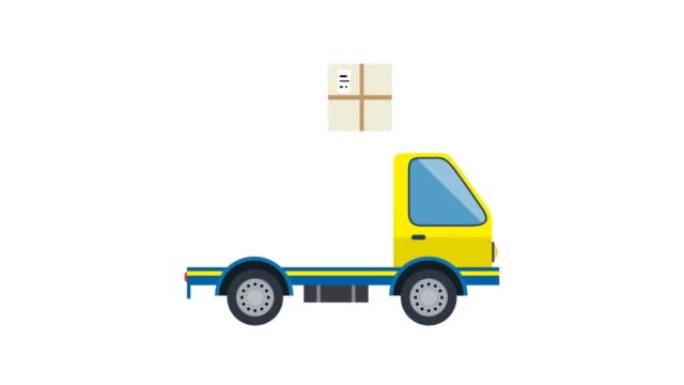 包裹和箱子装载到卡车上交付。物流、运输和交付。动画插图