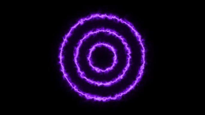 燃烧三重同心紫色圆圈光覆盖背景循环