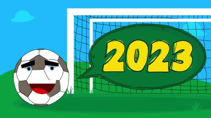 足球字符与数字2023在语音泡沫。
