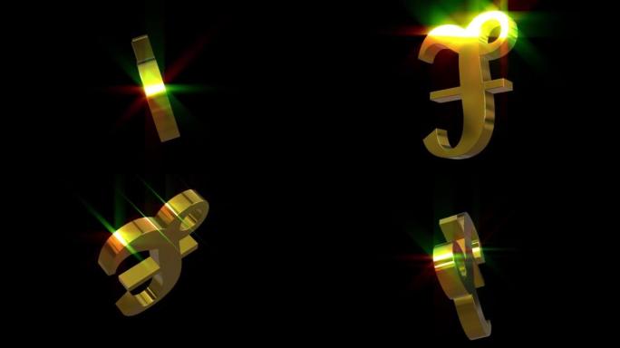 黄金英格兰池塘金钱符号粒子循环动画