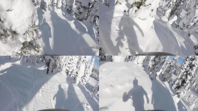 美国蒙大拿州白鱼山度假村滑雪板滑雪者的POV