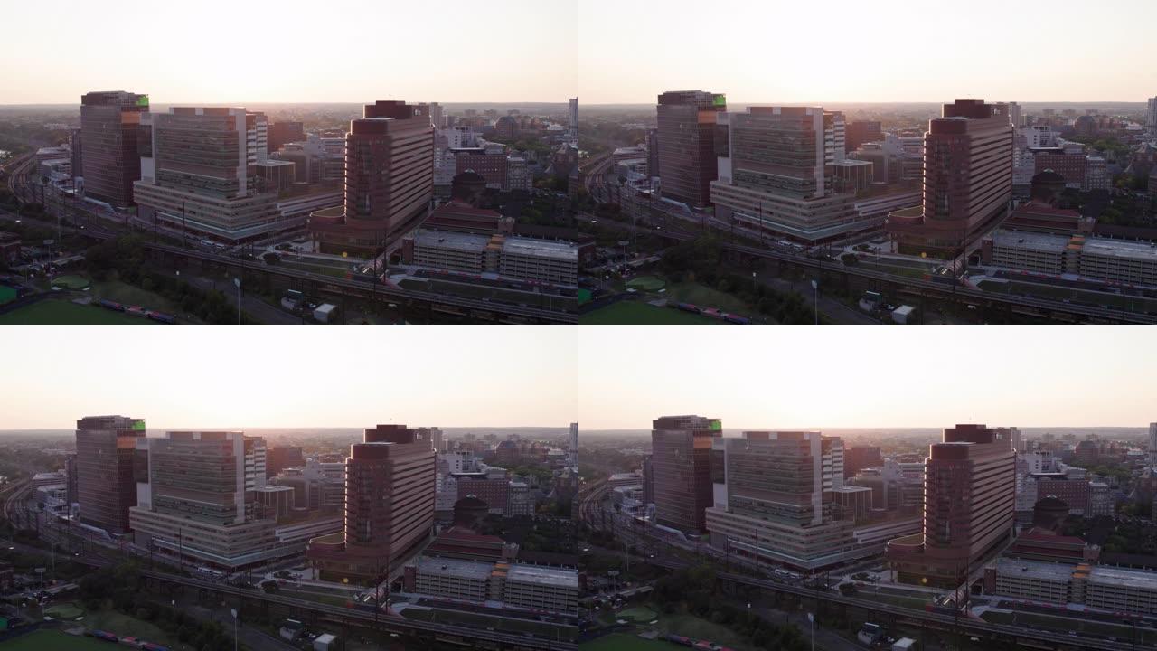 宾夕法尼亚州费城的无人机日落视图