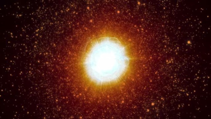 高科技宇宙核心能量爆炸的黄色炽热太阳恒星能量球体的诞生和死亡。高质量4k的抽象背景、介绍、视频