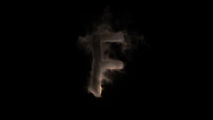 烟与火中的字母F，神秘的字母，字母，阿尔法通道
