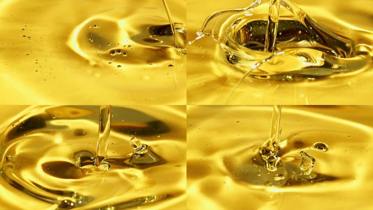 橄榄油倒入气泡。以1000 fps的高速相机拍摄。