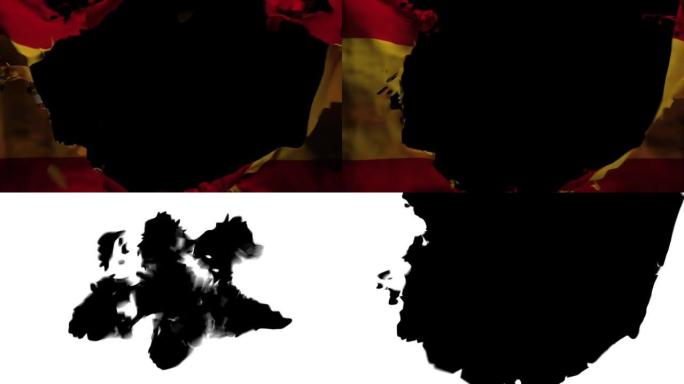 西班牙国旗被撕开的3D动画，附有Luma哑光
