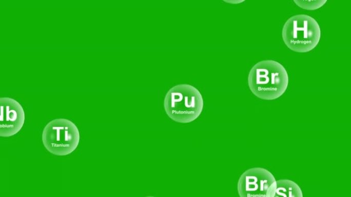 绿色屏幕背景的下降周期元素运动图形