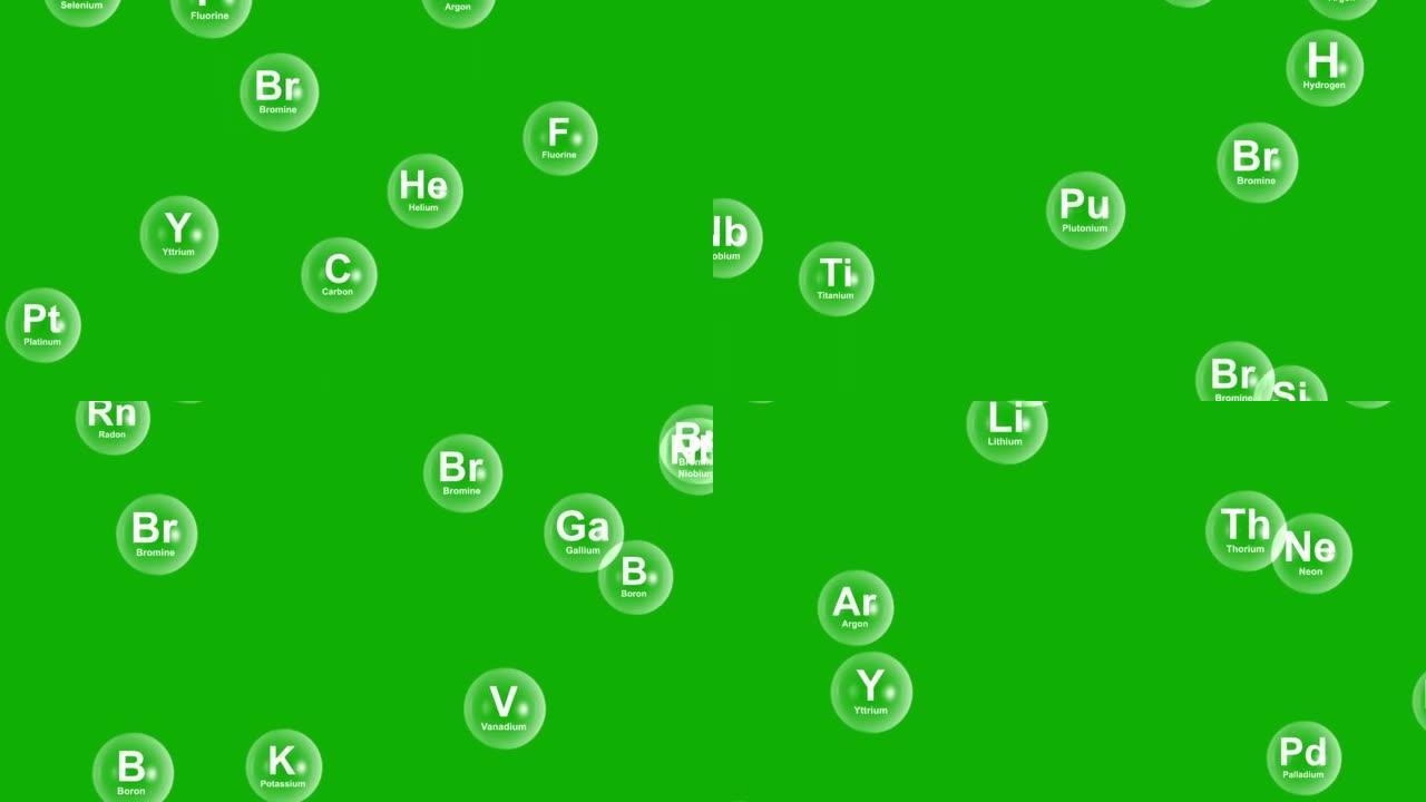绿色屏幕背景的下降周期元素运动图形
