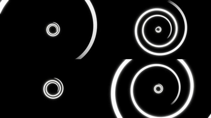 黑色背景循环动画上的白色旋转螺旋错觉
