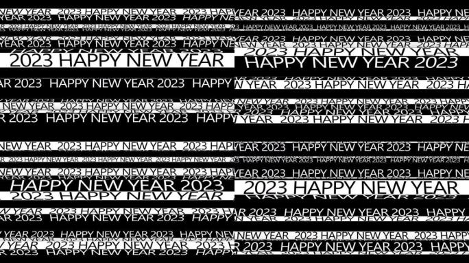 4k 2023黑白文本框。新年快乐2023霓虹灯横幅