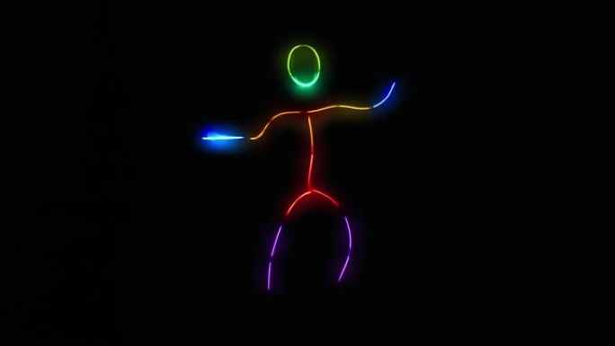 穿着发光的霓虹灯套装跳舞