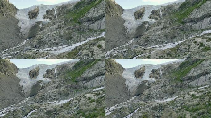 挪威冰川的鸟瞰图冬天寒冷结冰石头山
