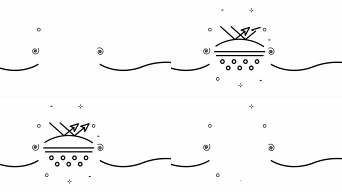 皮肤保护。护理化妆品，箭头，防晒霜，spf，冷，脱水，滋养霜。美容概念。一个线条画动画。运动设计。动