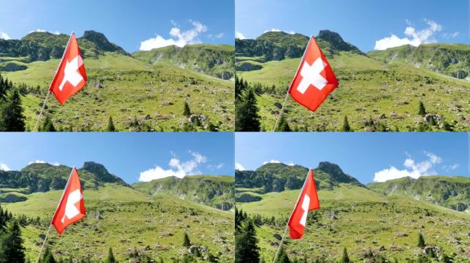 山上的瑞士国旗