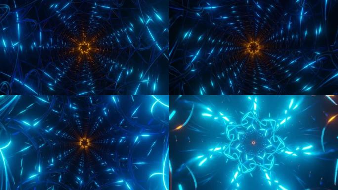 抽象蓝橙频闪未来迷幻催眠VJ无缝循环背景。