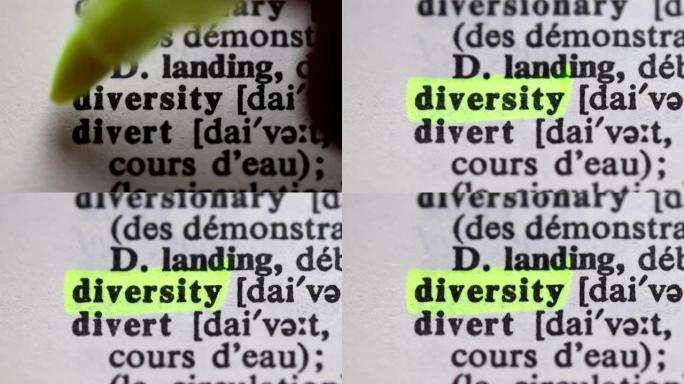 突出显示单词多样性定义。发出多样性的信号