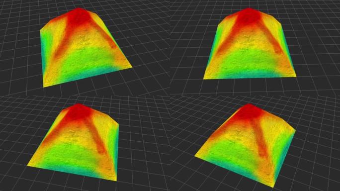 达舒尔电磁测量埃及弯曲金字塔的动画