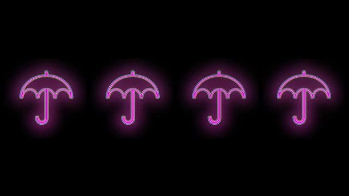 带有脉冲霓虹粉色发光二极管灯的雨伞图案
